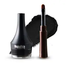 Женский профессиональный черный 24 часа долговечная Водонепроницаемая подводка для макияжа косметический гель подводка для глаз с кистью