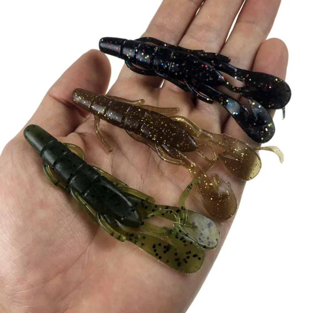 

6Pcs 3.5in 9.5CM Fishing Lure Silicone Bait Pesca Speed Craw Trout Bass Salmon Baits Creature Worms River Lures 3 Color