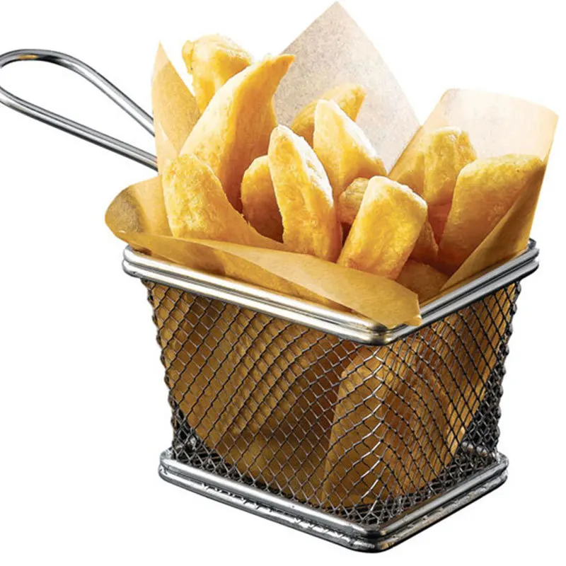 Stainless Steel Fryer Serving Food Presentation Basket Kitchen French