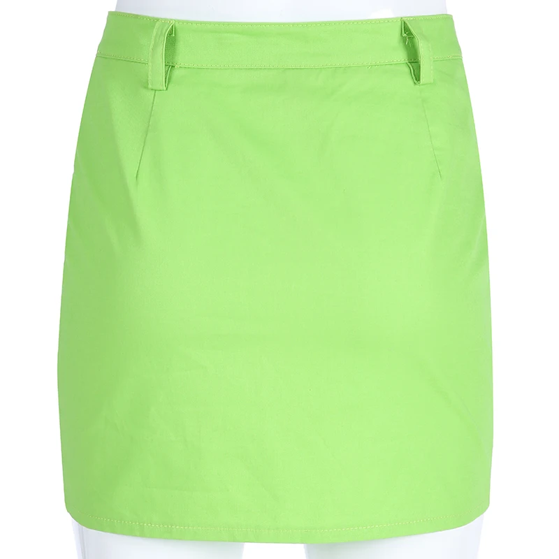 Darlingaga модная неоновая зеленая облегающая летняя юбка женская мини-юбка на молнии с высокой талией 2019 сексуальная Нижняя короткая юбка