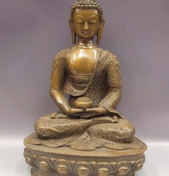 

13 China Buddhism Copper Bronze Sakyamuni Amitabha Tathagata Rulai Buddha Statue