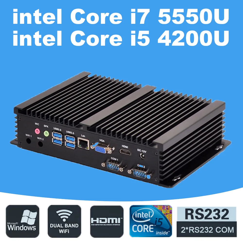 Core i7 5550u мини ПК портативный windows 7 vga hdmi поддержка 16 Гб ram 12 v minipc промышленный RTL8168E
