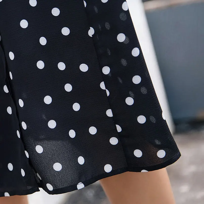 ladies black polka dot dress