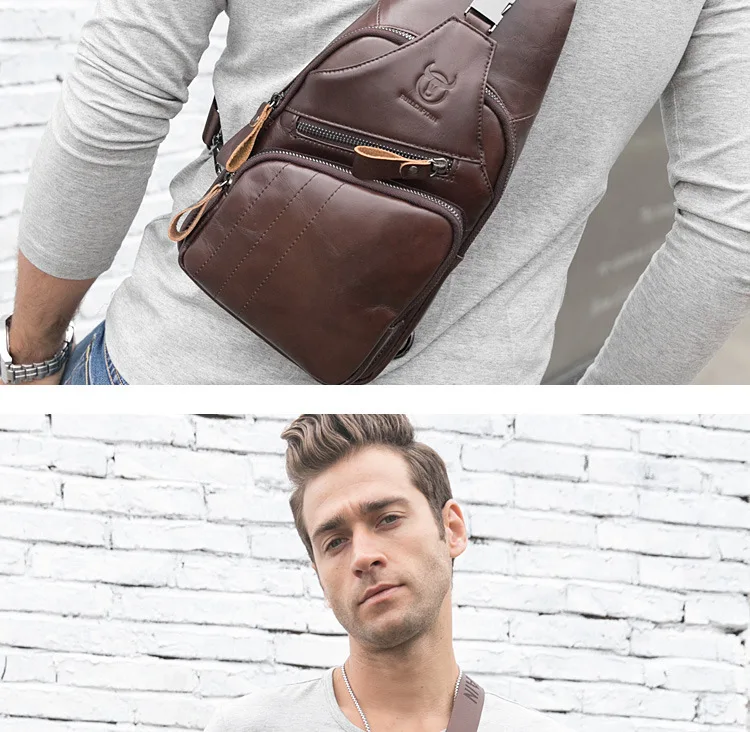 Men Bag Cross Body Genuine Leather Messenger Bag 