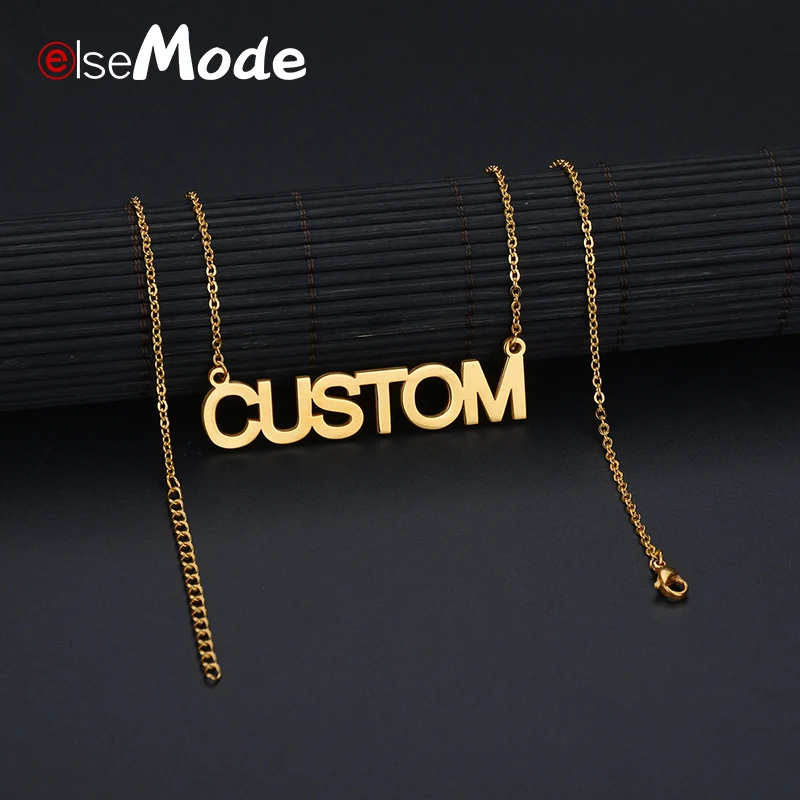 

ELSEMODE Fashion Custom Name Necklace Stainless Steel Personalized Choker Necklace For Women Name Necklace Drop shipping
