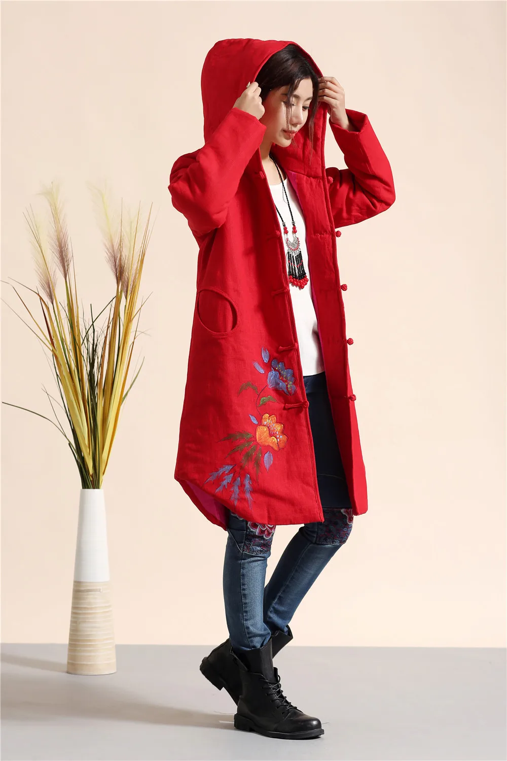 2015 Winter Coat Women Down Jackets Thick Long Cotton Padded Clothes freehand 2 Colors hooded Coats