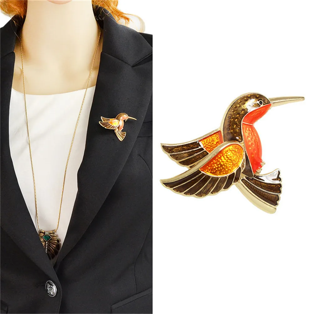 Retro Vintage Women Enamel Brooch Steampunk Fly Bird Glaze Brooch Pins