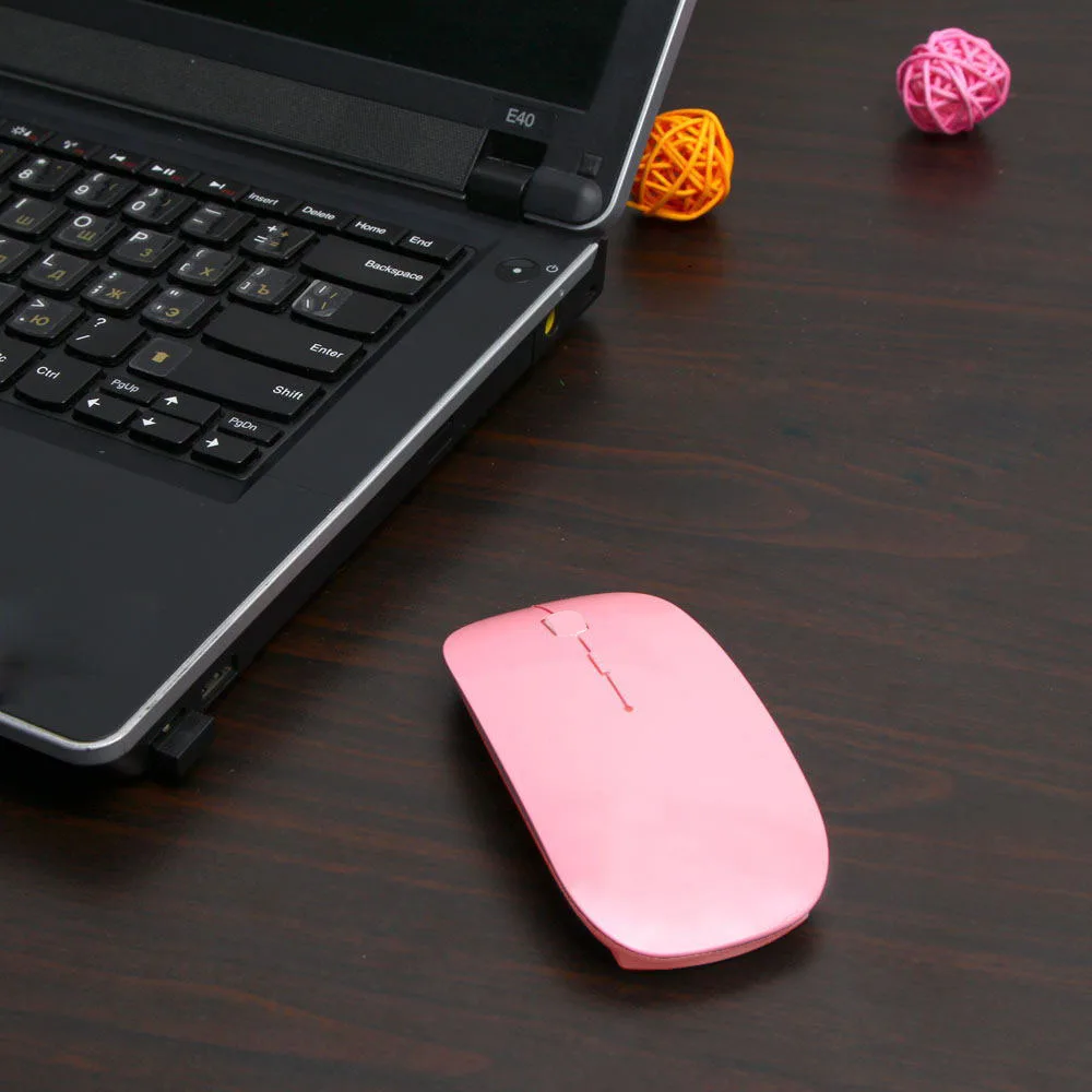 2,4 ГГц USB Беспроводная оптическая мышь USB приемник супер тонкие Мыши Mause для ПК ноутбука - Цвет: Розовый