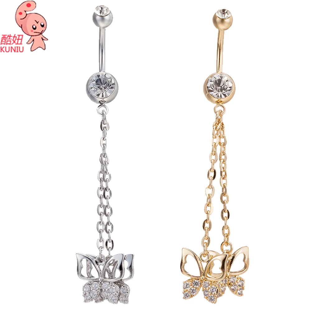New Fashion Woman's Butterfly Belly Button Rings Bar Surgical Piercing Sexy Body Jewelry for Women Navel P0118 | Украшения и