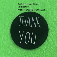 Wholesale 100pcs 1Lot Size 30mm Black White Thank You Sticker Label Hand Made Sticker CUstom Logo