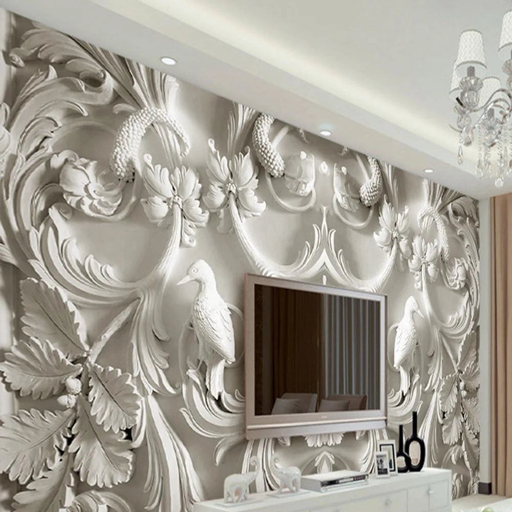 Buy Classic White Wallpaper European Embossed Flower