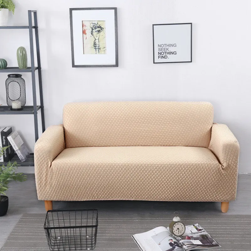 Однотонный стильный плотный вязаный клетчатый Универсальный Эластичный чехол на диван-подушку. Полный Чехол толстый Противоскользящий диван покрывало 1-1,9 кг - Цвет: Светло-желтый