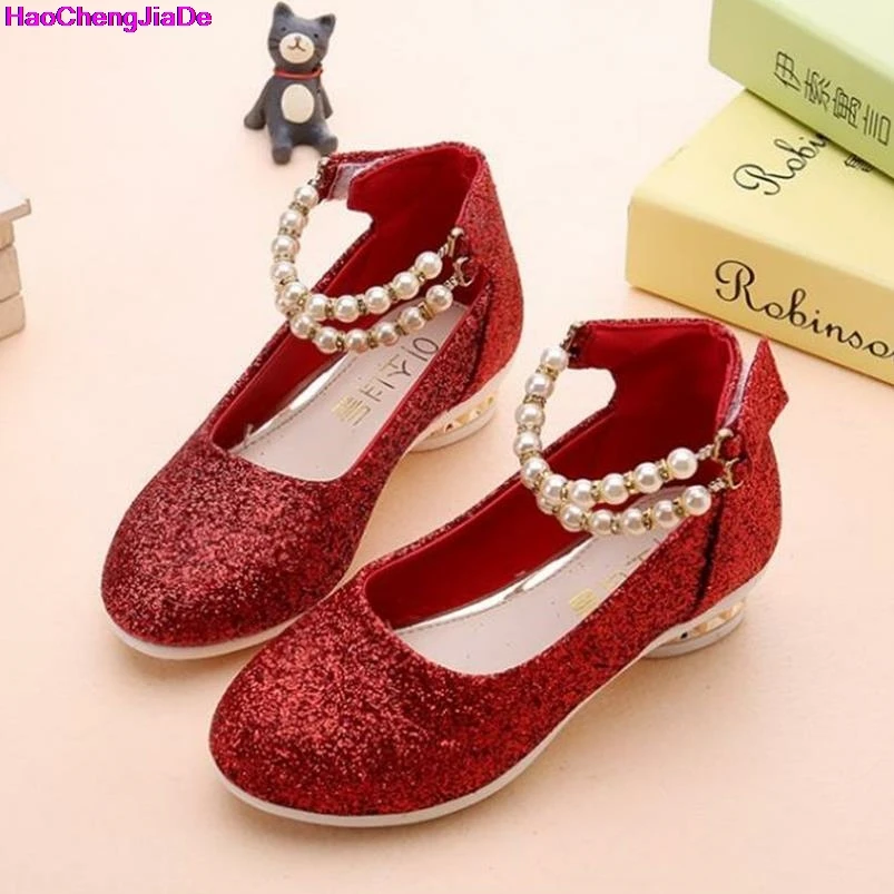 

HaoChengJiaDe Children Girls Sandals Party Girls Soft High Heel Shoes Kids Pink Black Holiday School Fashion Princess Sandals