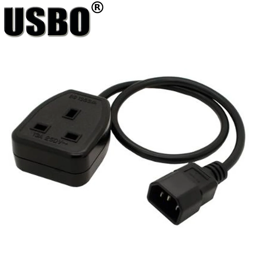 British Standard Black 0.5M C14 to UK female transfer extension power