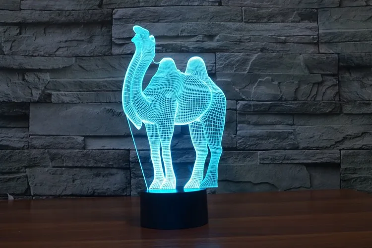 Мультфильм верблюд 3D Иллюзия светодиодный лампа ночник 7 цветов приглушить рождественское настольное украшение для детская спальня праздник