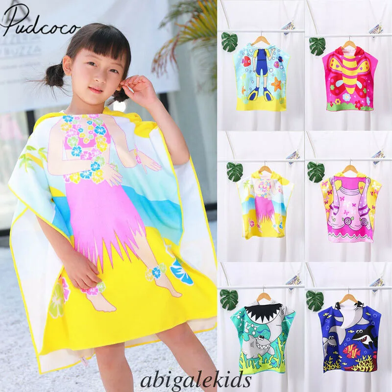 

2019 Baby Accessories Cartoon Bath Child Kid Hooded Cloak Bathrobe Towel Cotton Beach Towel Baby Children Cartoon Bath Towel