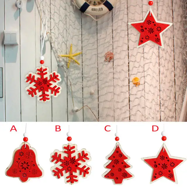 Online Shop Christmas Wooden Snowflakes Embellishment Xmas Tree