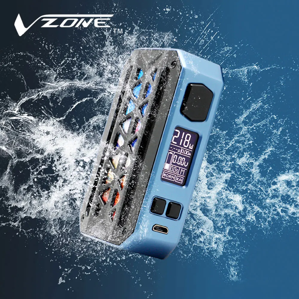 

Original 218W Vzone EMask TC Box Mod with IPX7 Interior Water Protection & Norm/Soft/Hard/User Mode No 18650 Battery Vs Drag Mod