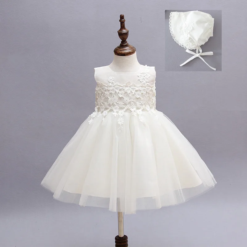 Платье для маленьких девочек, 3 предмета, шляпа+ платье+ накидка, винтажное платье на крестины для новорожденных, бальное платье, халат, fille, вечерние платья для девочек - Цвет: 9030BB white