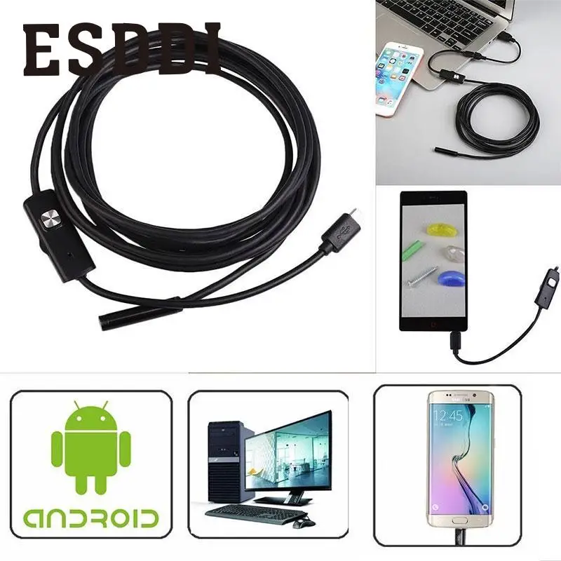 Esddi Новый 1/2/3.5/5 м 8 мм Android OTG телефон 2mp эндоскопа Водонепроницаемый светодиодных