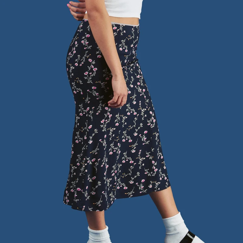 Retro Vintage Floral Print Maxi Skirt Women Old School Chic High Waist Skirts Harajuku Girls Brand Fashion Long Skirt Streetwear