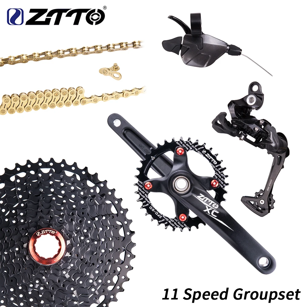 

ZTTO 1*11 Speed MTB Shifter Bicycle Rear Derailleur 46T Gold Cassette and Chain Crankset Chainring Chainwheel 11S Bike Groupset
