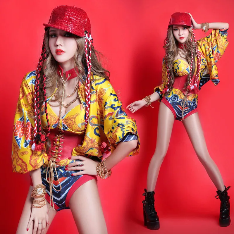 Костюмы для девочек Женский Золотой комбинезон Dj singer ds dj королевские халаты