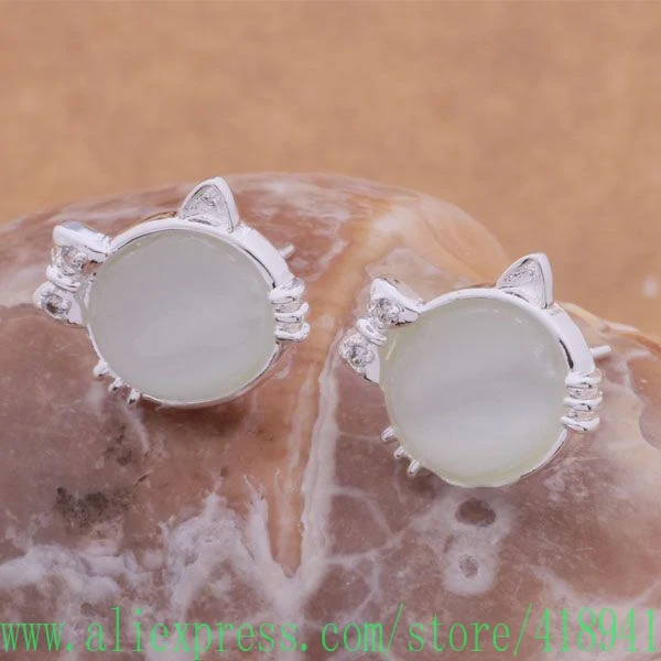 925 sterling silver earrings , 925 silver fashion jewelry , rare CatFace /eakamrra bbmajsta AE126