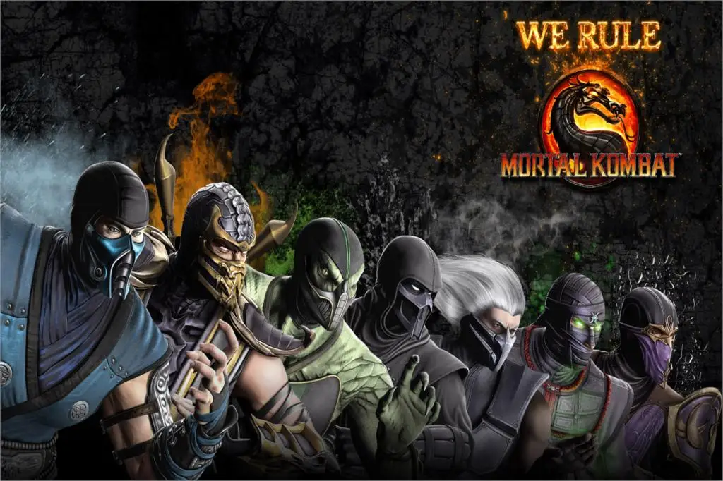 DIY рамка Видео игры Mortal kombat 9 дыма рептилия Скорпион нуб Saibot персонажи шелковой