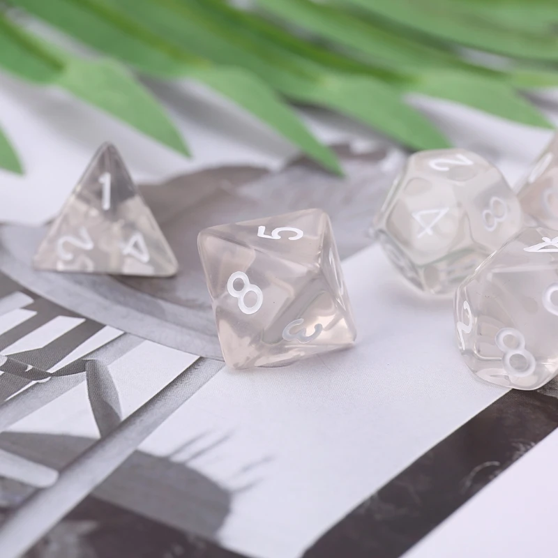 Set Of 7 Sided Polyhedral Dice For RPG Dungeons Dragons DND D D D4-D20 Clear