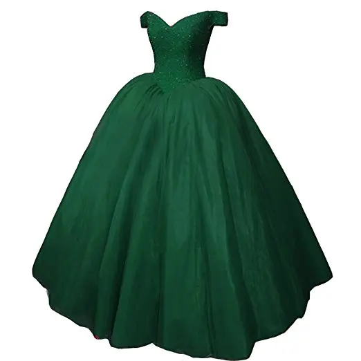 ANGELSBRIDEP Quinceanera Dress For 15 Years Fashion V-Neck Tulle Bead Floor-Length Womens Sweet 16 Dress Debutante Gowns