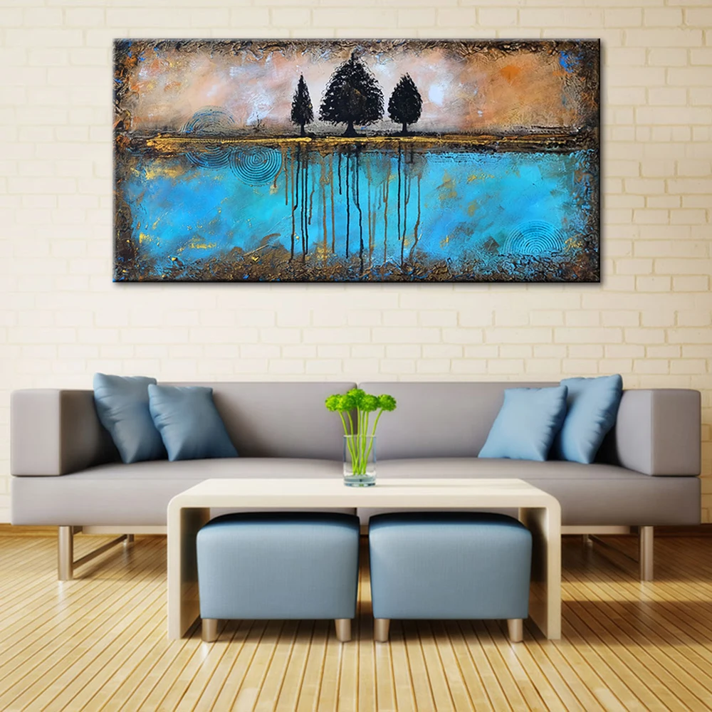 

Hand Painted bule Color Modern abstract Oil Painting On Canvas Home Abstract picture Wall Decor Picture for Living Room bedroom