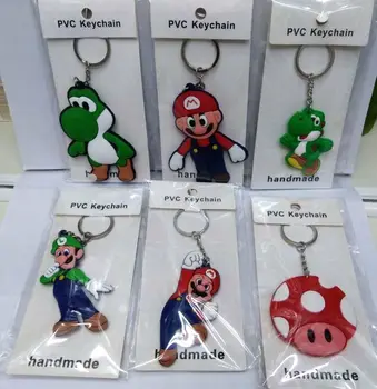 

Mix 50 pcs Cartoon Super Mario Double-sided PVC keychains Anime PVC Figure Soft Rubber Keychain Keyrings Y-7