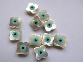 

Shell clover 25pcs High Quality MOP Shell mother of pearl Clover Bird cross hamsa Round Coin Turquoise blue evil eyes White bead