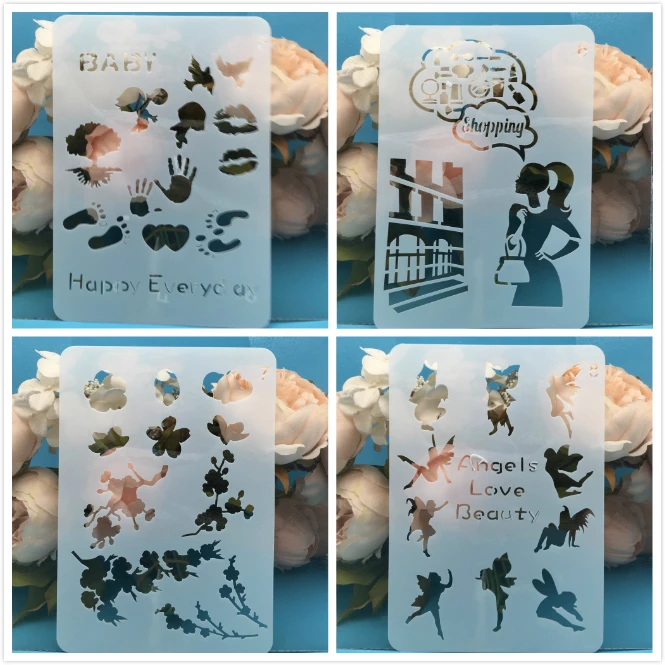 

4Pcs/Set 20x14cm Lady DIY Layering Stencils Painting Scrapbook Coloring Embossing Album Decorative Card Template