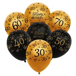 С Днем Рождения Сгущает взрослых 30 40 50 лет 12 дюймов вечерние украшения Воздушные шары золотистый и черный латекс шары