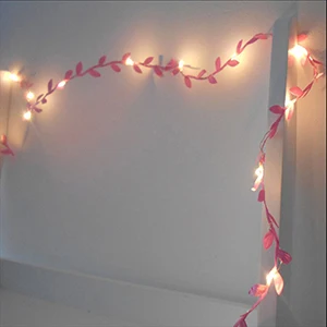 2m 2m 20 LEDs Warm White Artificial Leaf Lights Copper Battery Powered for Christmas Party Wedding Garden decoration - Испускаемый цвет: 2m