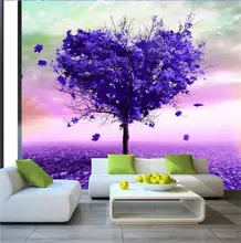 3d room wallpaper custom murals non-woven sticker heart Purple trees photo sofa TV background wall photo wallpaper for walls 3d
