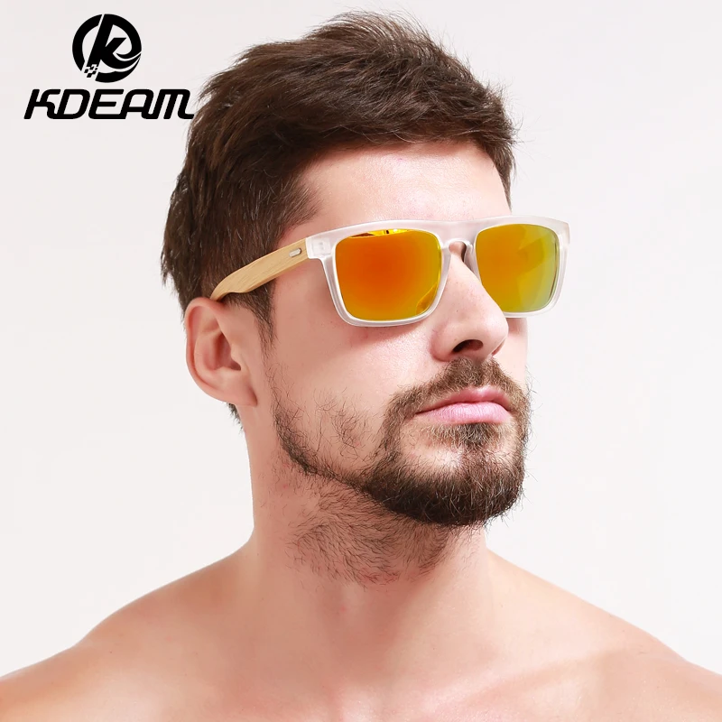 KDEAM 2018 NEW Bamboo Sunglasses Transparent Frame Men Sun Glasses Mirror UV400 protection 5