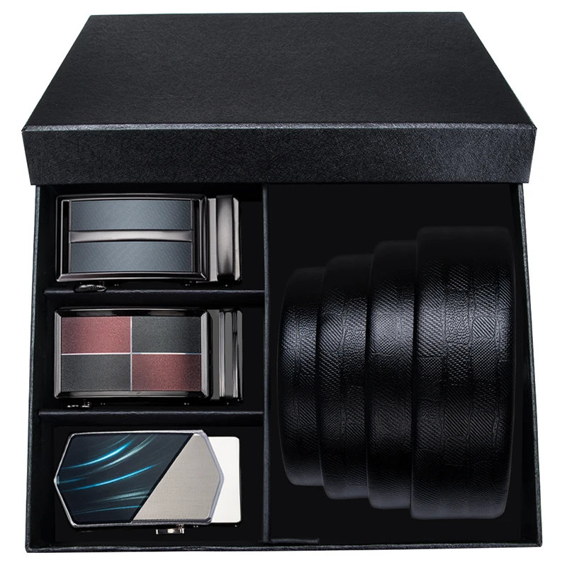 

Hi-Tie Box Belt Men 2019 Designer Men's Genuine Leather Belt Men Formal Business Buckle Belts Automatic Male Jeans Strap Black