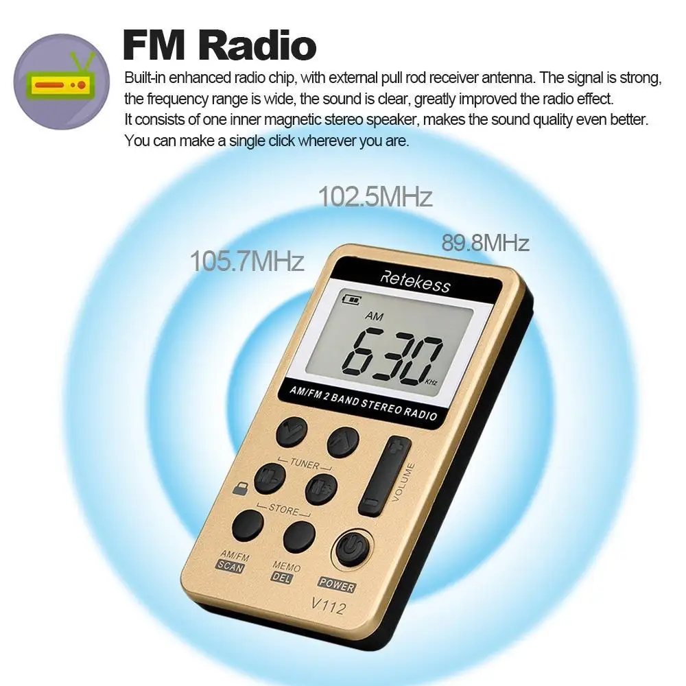 Портативный AM/FM стерео радио Карманный 2 диапазона Цифровая настройка радио мини нет 12 часов приемник прибл. 43гр 1,52 oz