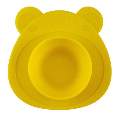 Младенцы эллипса Силиконовые пластины для кормления мальчиков и девочек 4 цвета медведь противоскользящие блюда детские удобные лоток посуда контейнер для еды - Цвет: Yellow