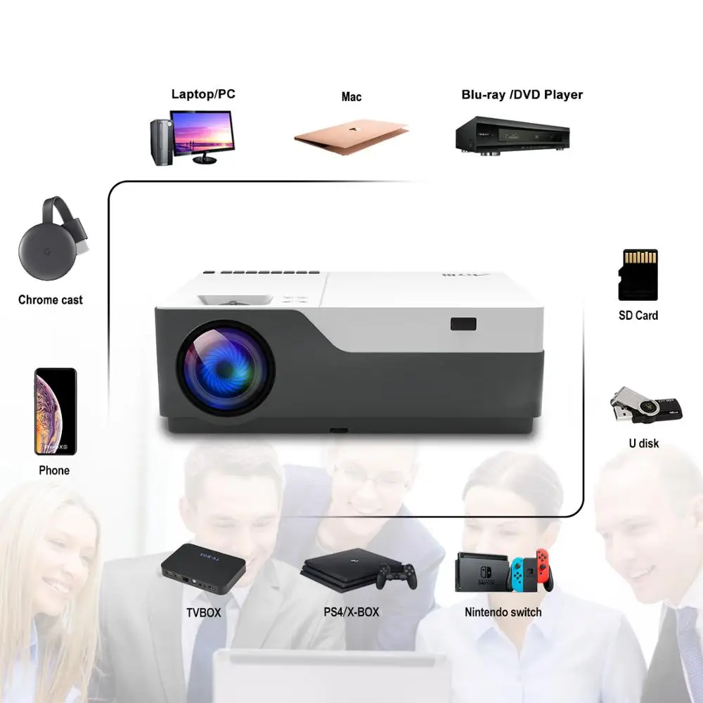 Artlii HD 1080P проектор NIC Beamer, светодиодный видеопроектор, проектор для домашнего кинотеатра, зум, HDMI, презентация PowerPoint