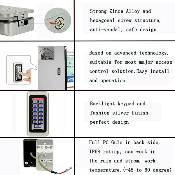 RETEKESS система контроля доступа с клавиатурой RFID Дверь 125 кГц 1 клавиатура контроля доступа+ 10 RFID брелоков карт с 2000 пользователей F9501D