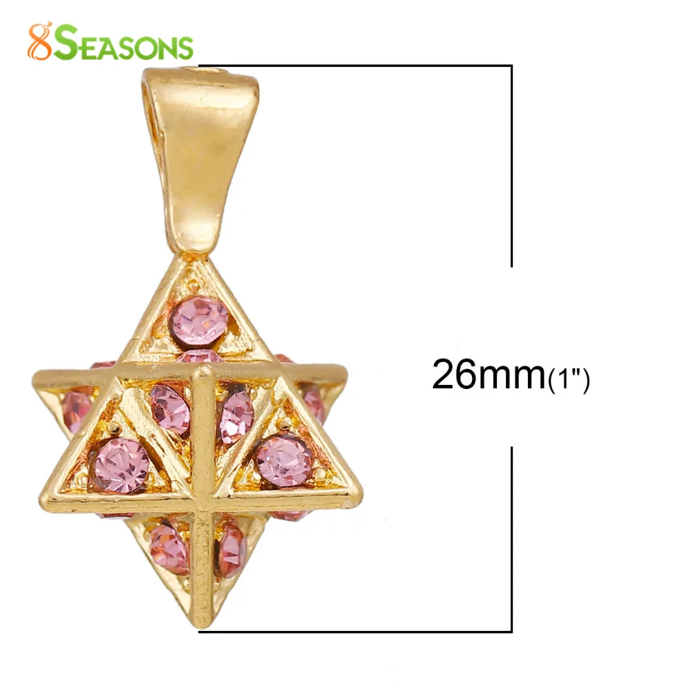 Медные медные Подвески Merkaba серебристые/золотистые/синие/розовые стразы 26 мм (1