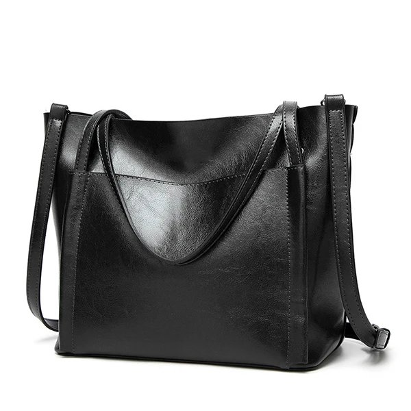 HJPHOEBAG Брендовые женские кожаные сумки Дамская большая сумка-тоут женская Pu Высококачественная сумка на плечо для женщин bolsos YC006 - Цвет: black