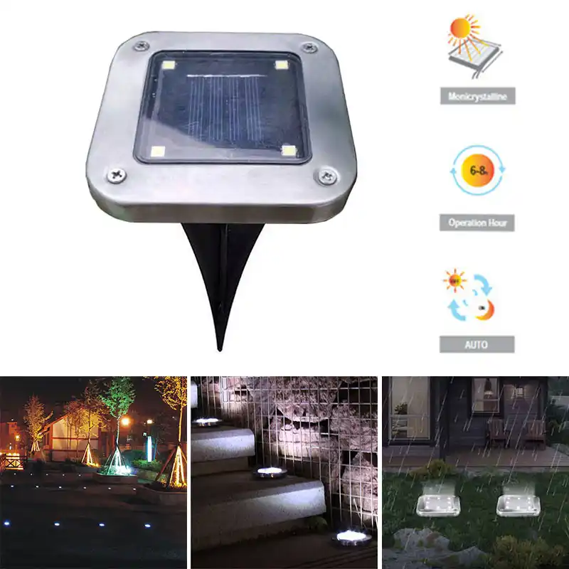 4LED Солнечная энергия садовый настил газон огни путь зарытый свет Экологически чистый дом наземный светильник дорожные огни - изображение