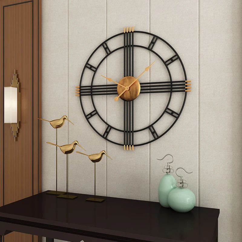 

Modern living room wall clock Nordic style wrought iron personality clock creative fashion mute metal decorative clock