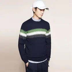 2018 новые зимние свитера Для мужчин Мода Осень Лоскутная трикотажный пуловер Для мужчин с длинными рукавами и круглым вырезом Повседневное