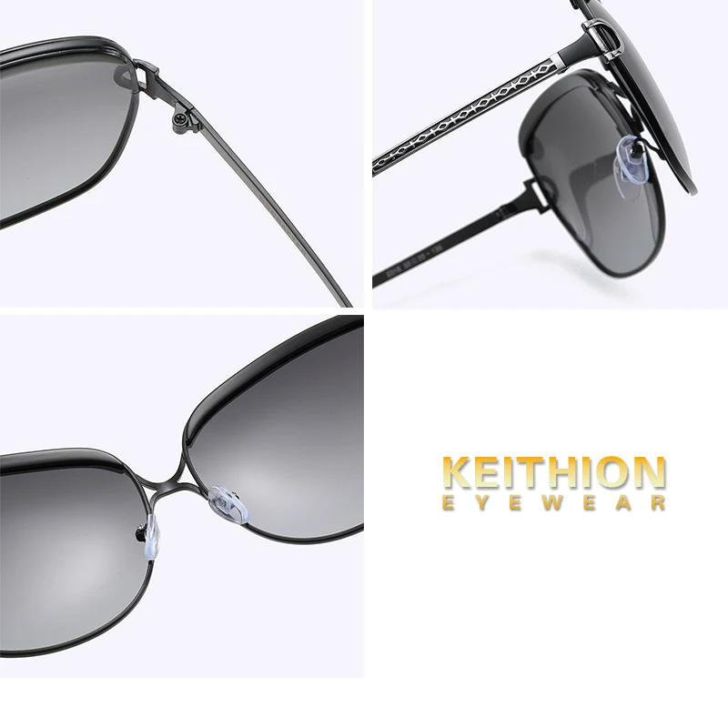 KEITHION Brand Designer Polarized Womens Sunglasses Vintage Retro Oversized Alloy Frame Sun Glasses UV400 2019